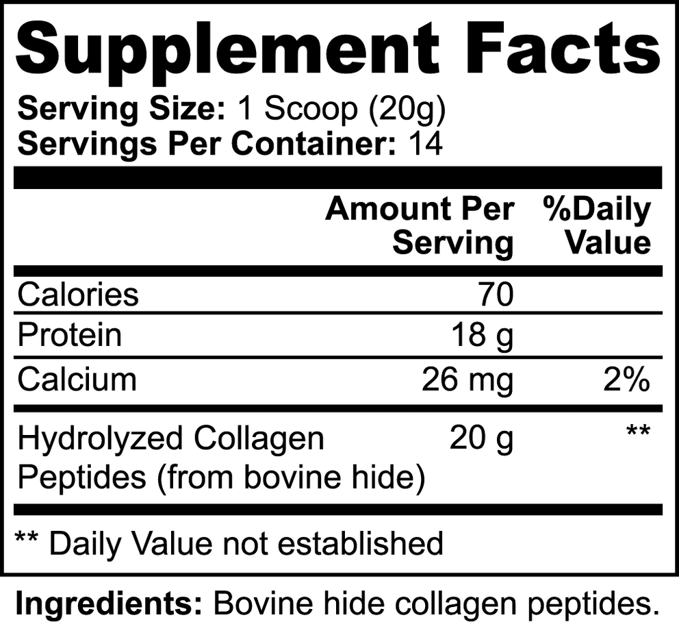 Grass-Fed Hydrolyzed Collagen Peptides  nutritional facts