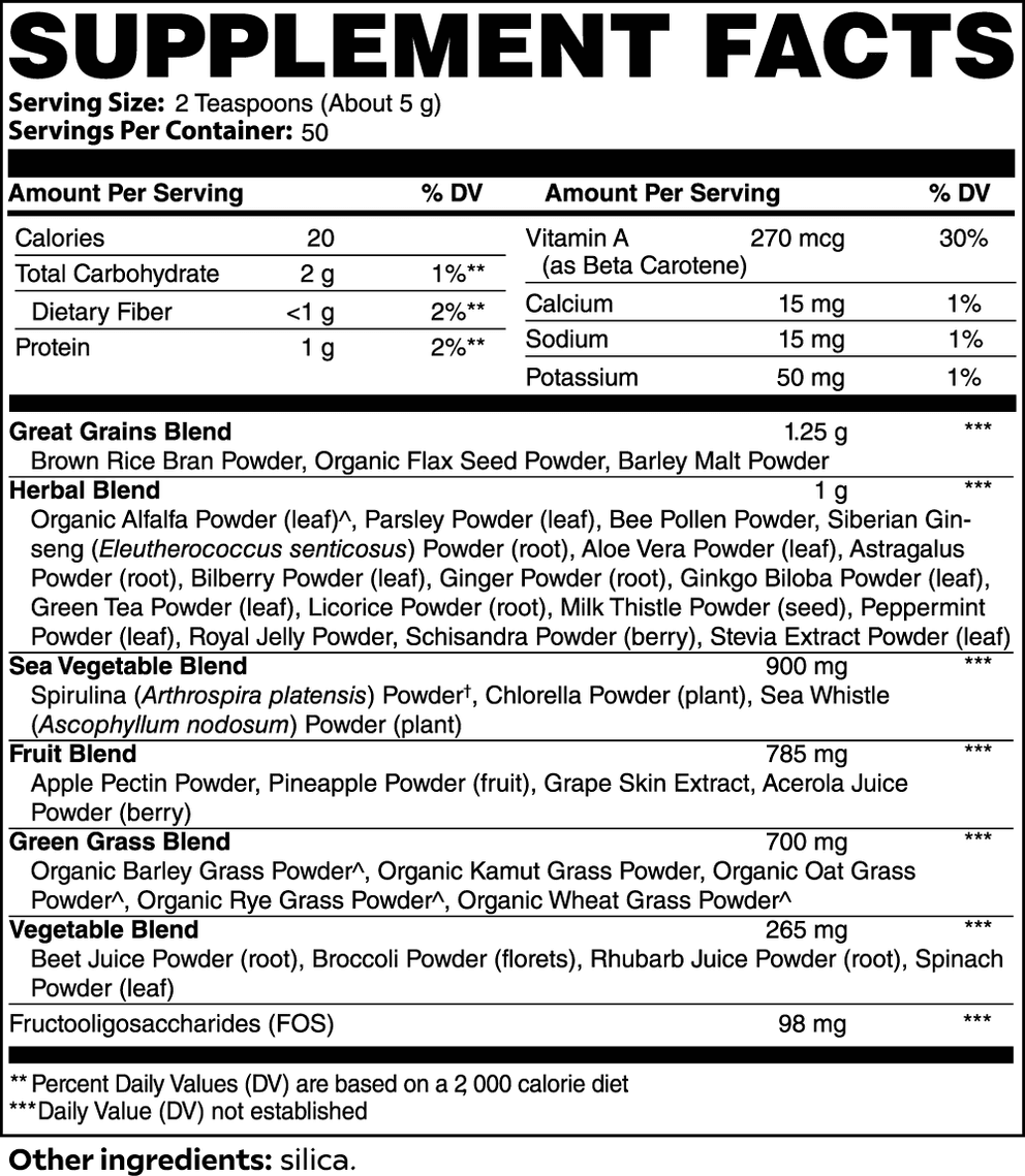 Ultra Cleanse Smoothie Greens nutritional facts
