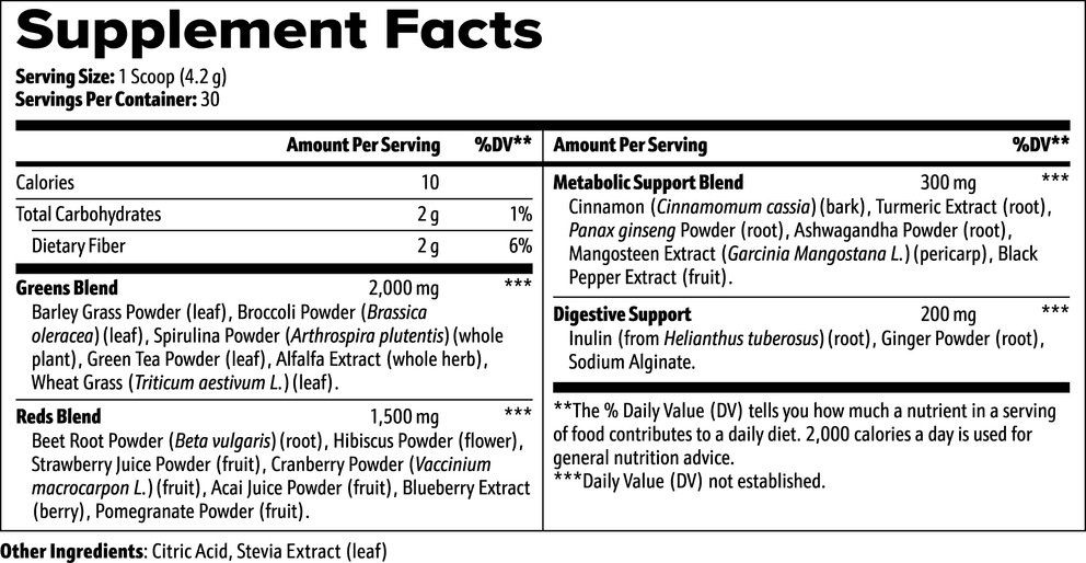 Greens Superfood nutritional facts