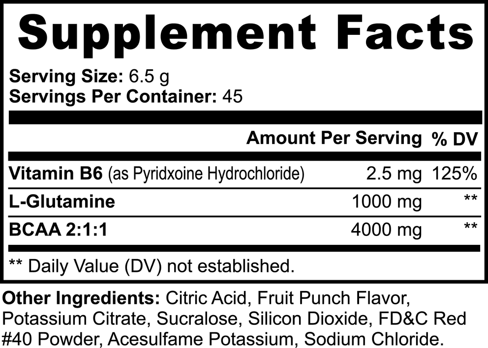 BCAA Shock Powder (Fruit Punch) nutritional facts