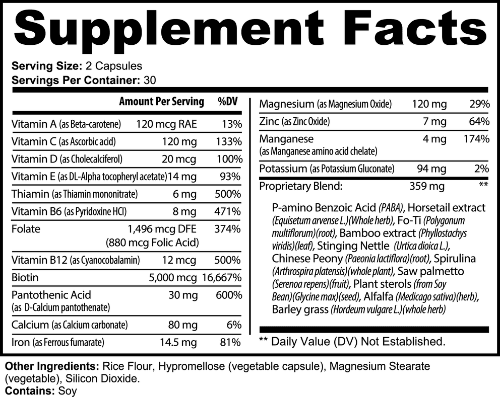 Hair, Skin and Nails Essentials nutritional facts