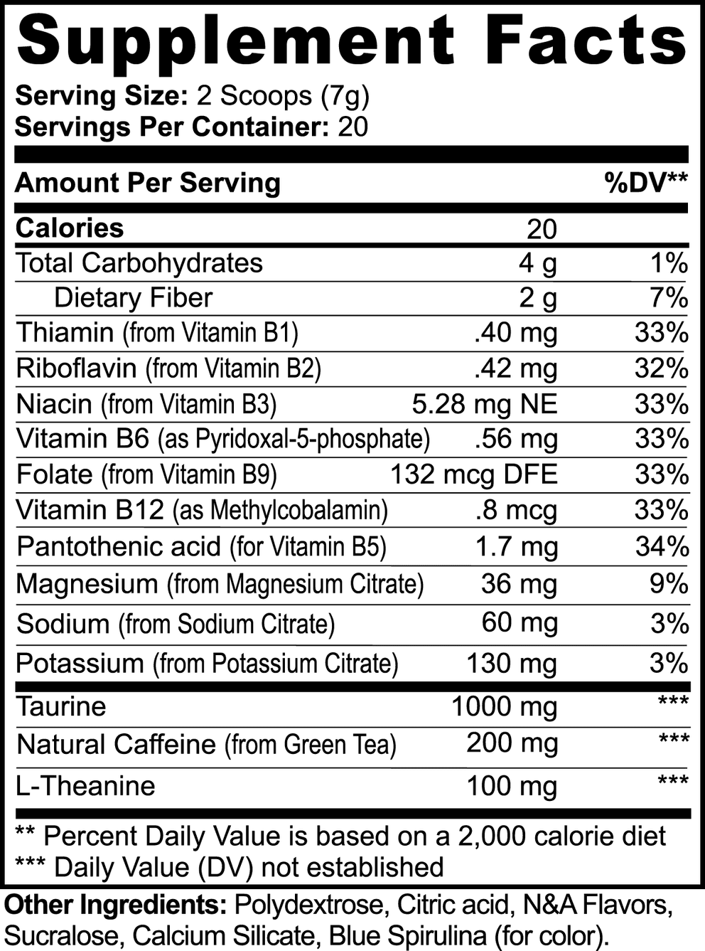 Energy Powder (Cotton Candy) nutritional facts