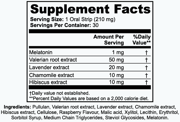 Sleep Strips nutritional facts
