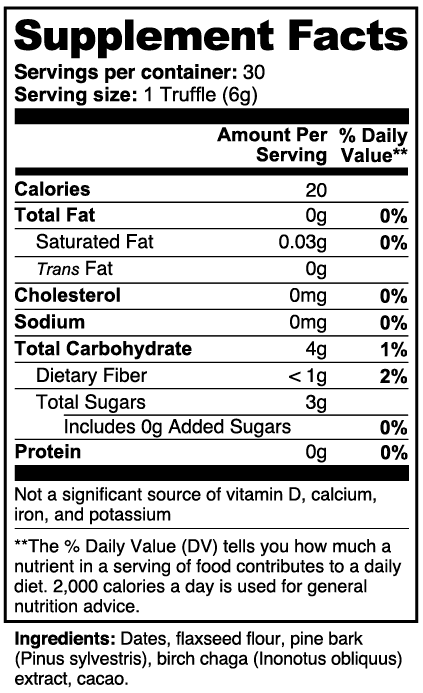 Birch Chaga Truffles nutritional facts