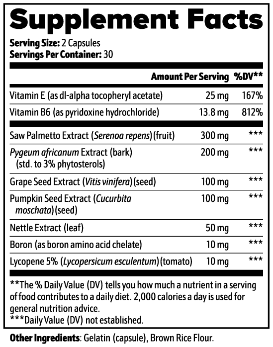 Prostate Support nutritional facts