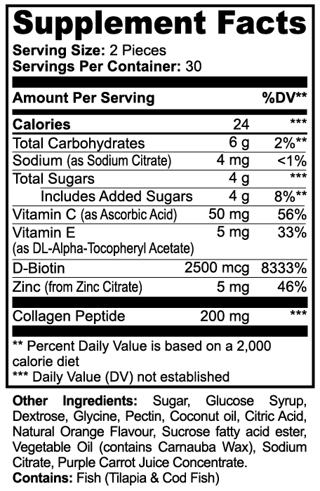Collagen Gummies (Adult) nutritional facts