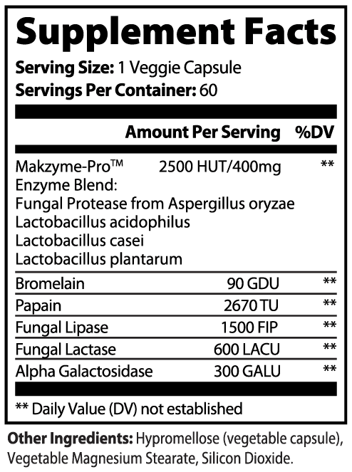 Digestive Enzyme Pro Blend nutritional facts