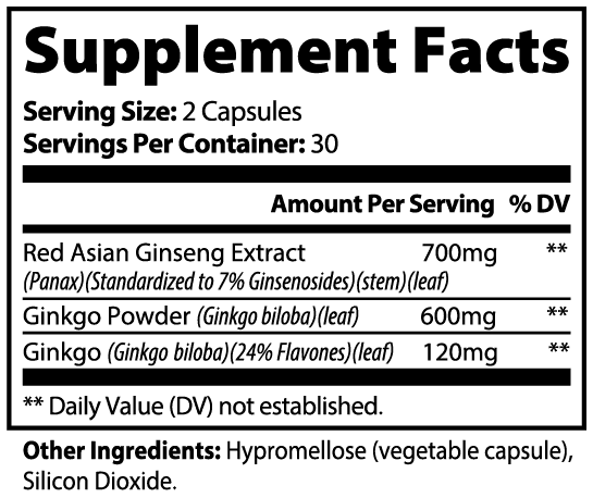 Ginkgo Biloba + Ginseng nutritional facts