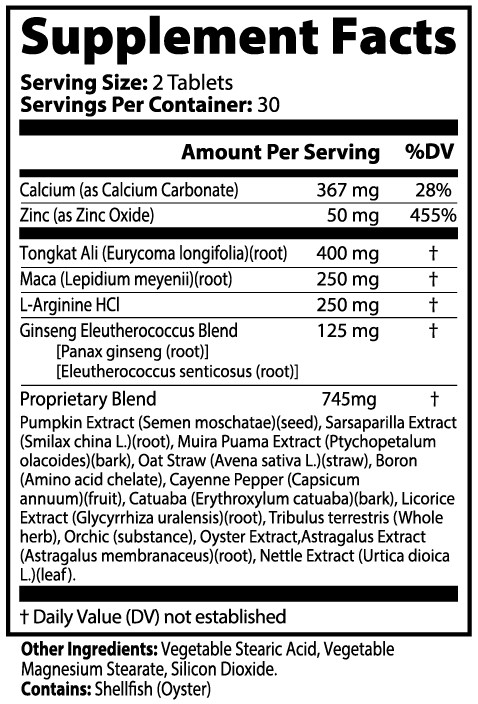 Men's Vitality nutritional facts