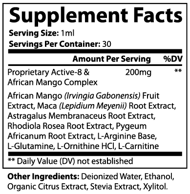 Diet Drops Ultra 1 oz nutritional facts