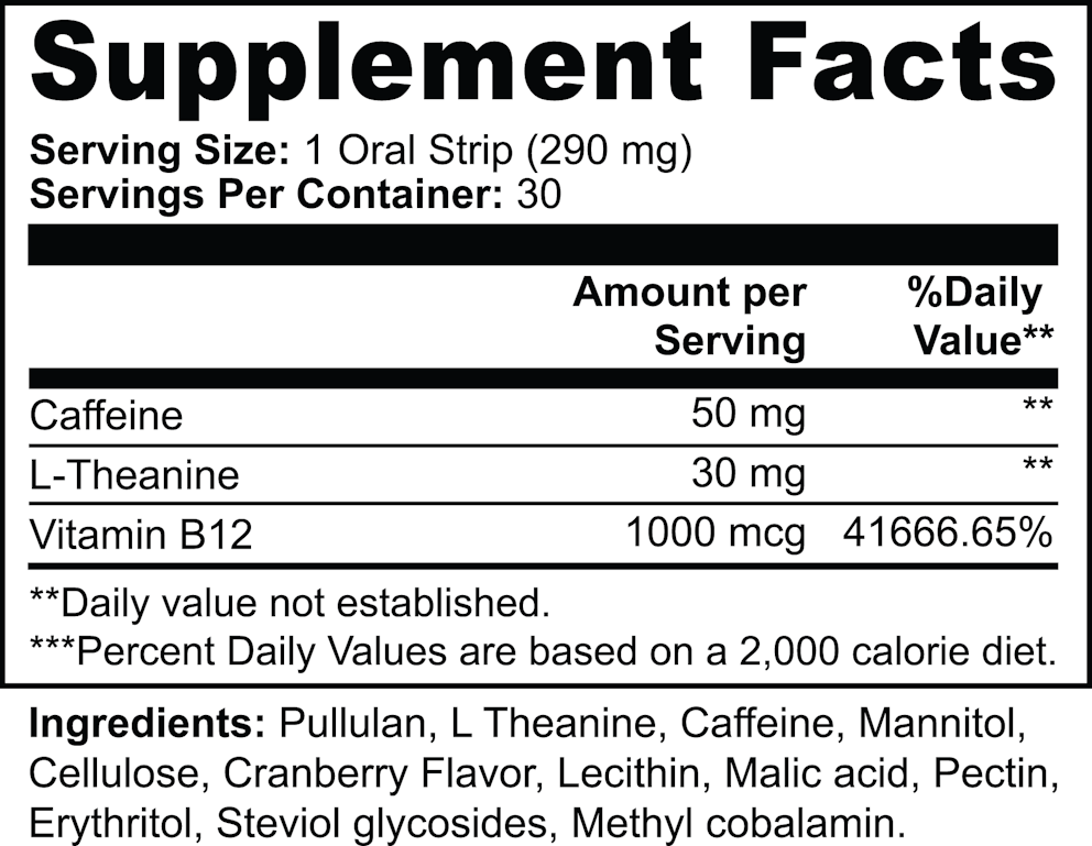 Energy Strips nutritional facts