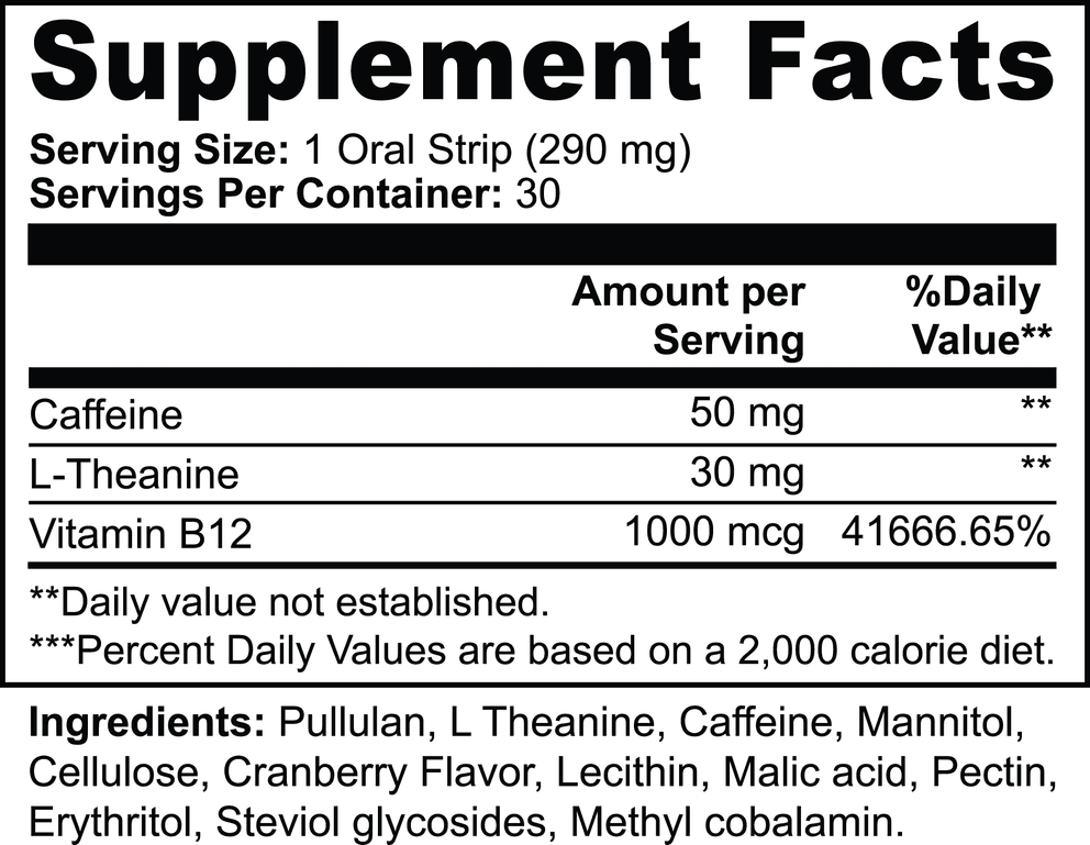 Energy Strips nutritional facts