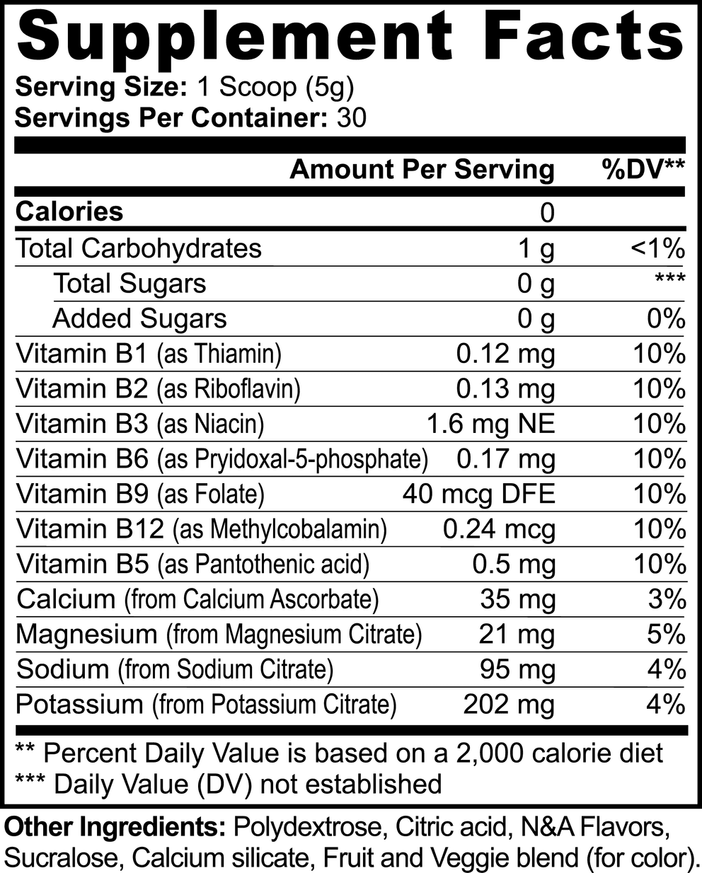 Hydration Powder (Lychee) nutritional facts