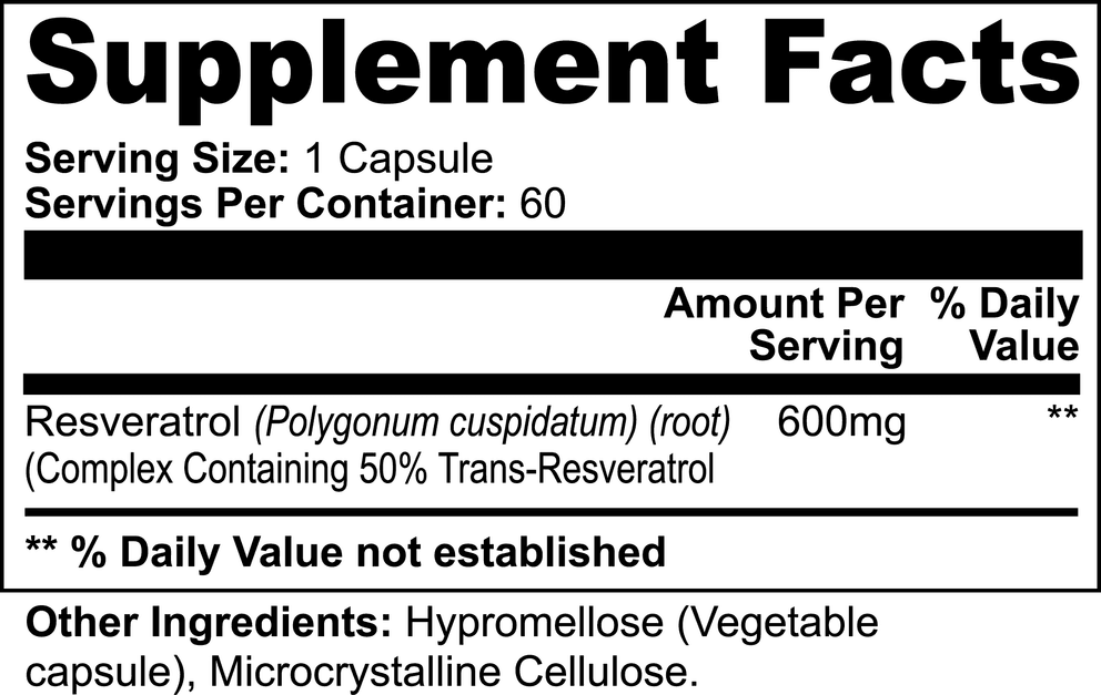 Resveratrol 50% 600mg  nutritional facts