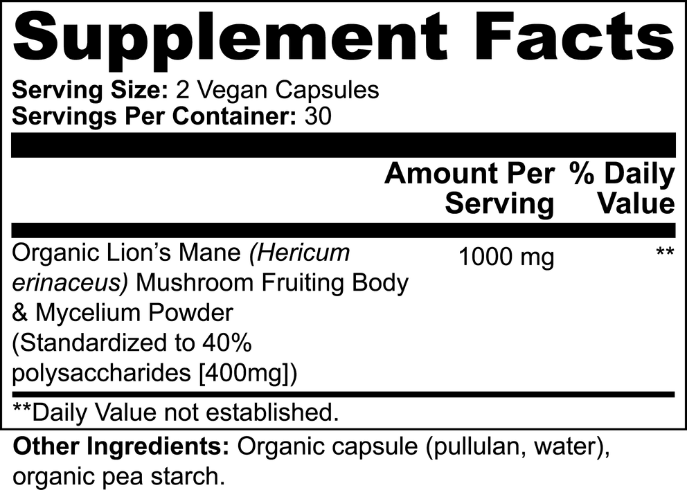 Lion's Mane Mushroom nutritional facts