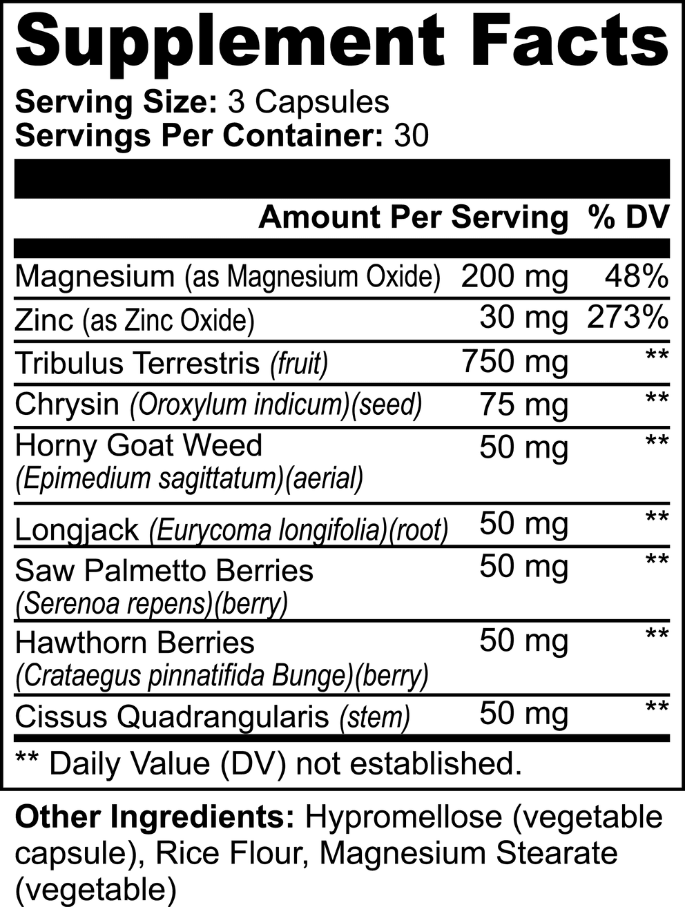 Alpha Energy nutritional facts