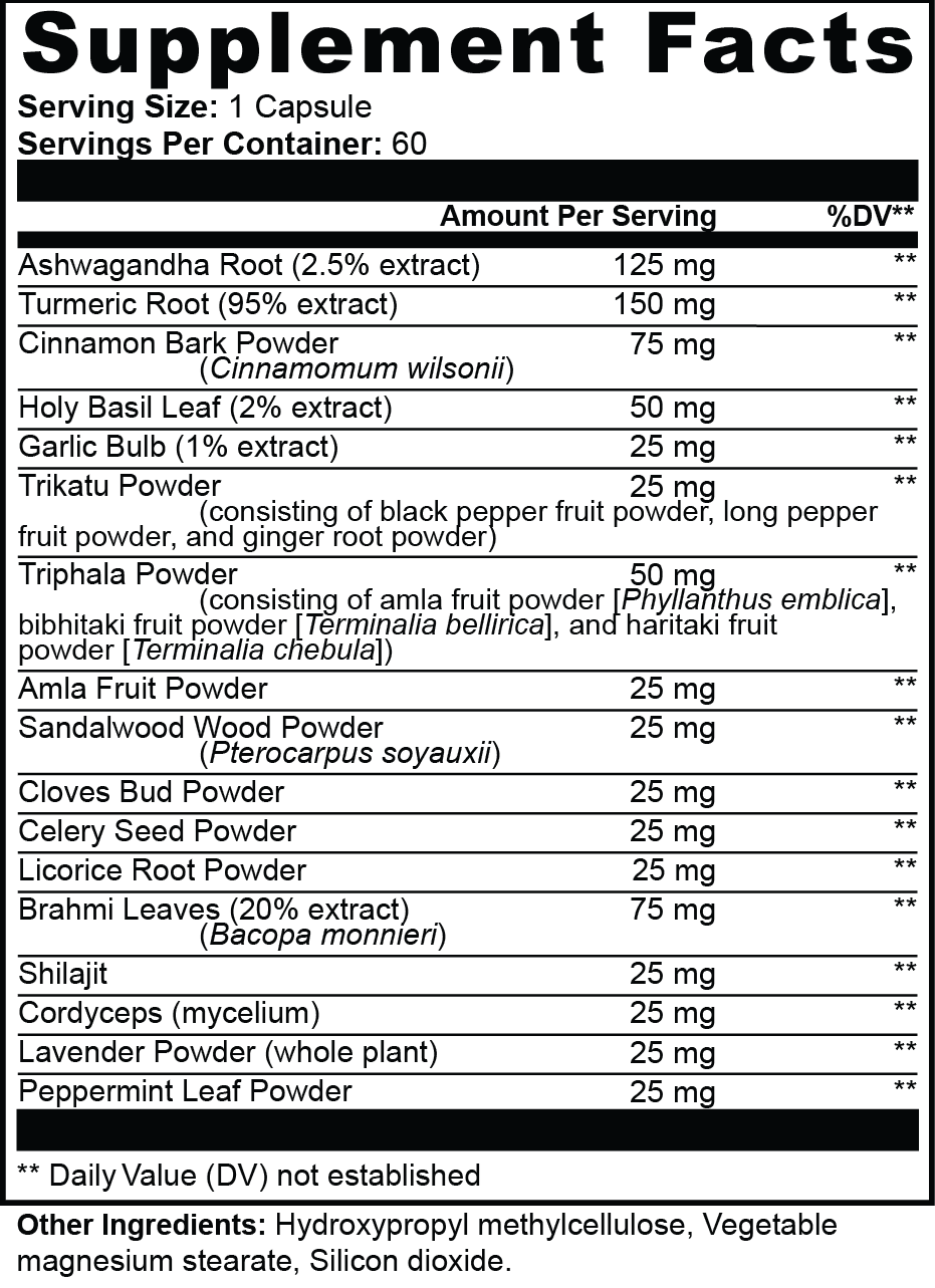 Ayurvedic Complex nutritional facts