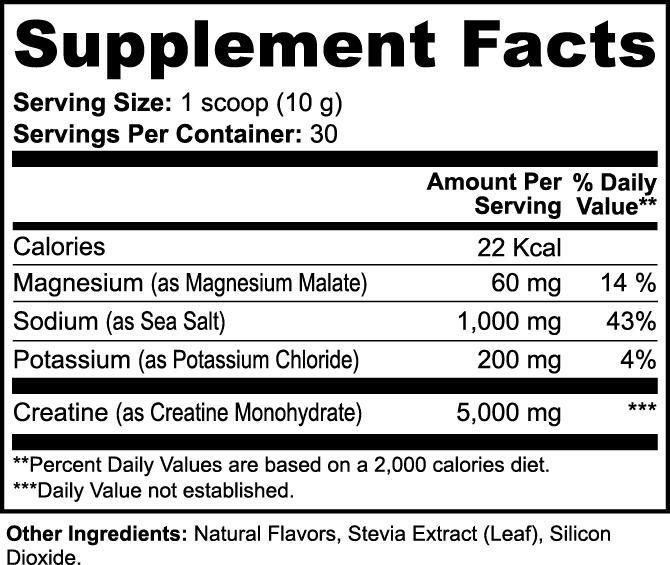 Creatine Hydration Powder nutritional facts