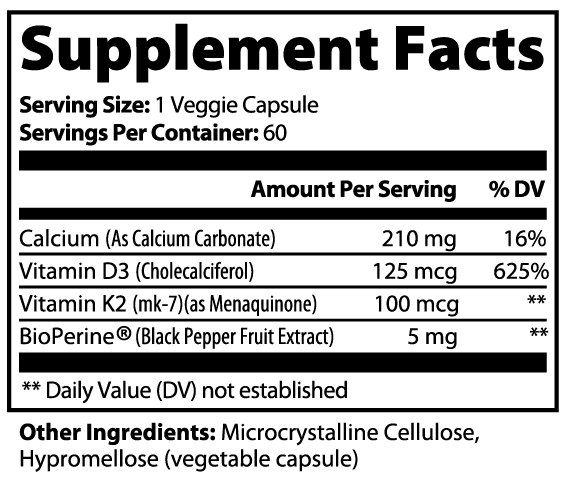 Bone & Heart Support nutritional facts