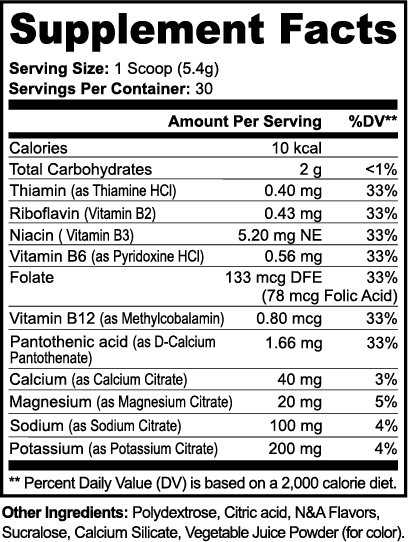 Hydration Powder (Matcha Green Tea) nutritional facts