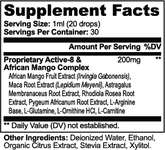 Diet Drops Ultra 1 oz nutritional facts