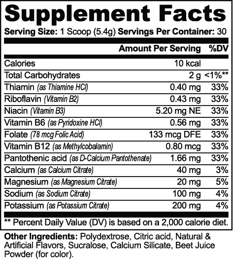 Hydration Powder (Lychee) nutritional facts