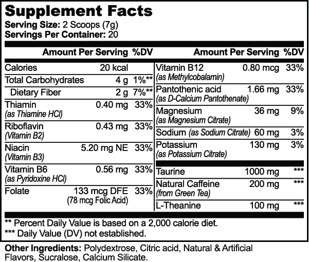 Energy Powder (Lychee Splash Energy) nutritional facts
