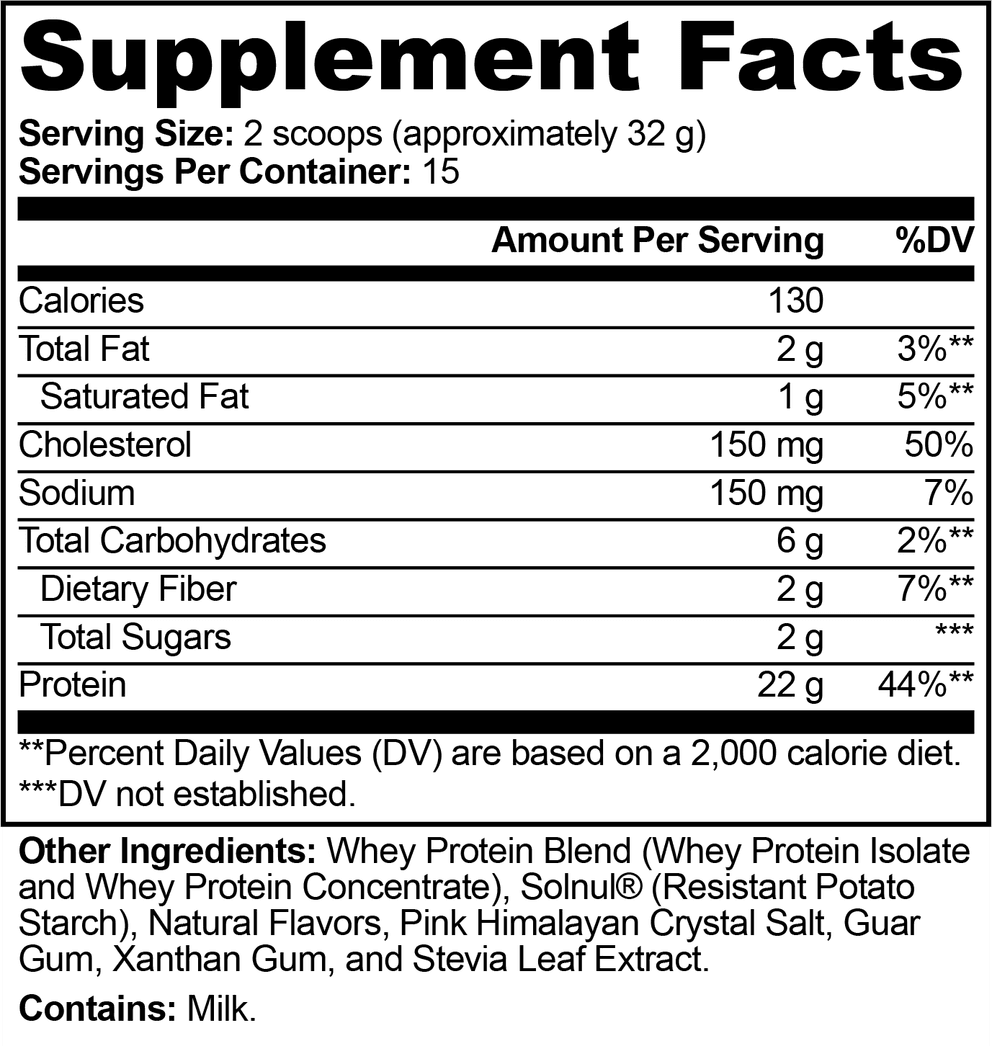 Performance Whey Protein Blend (Vanilla) nutritional facts
