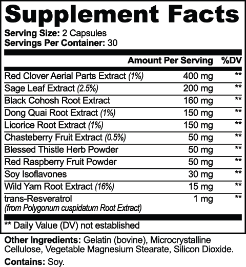 Women's Vitality Formula nutritional facts