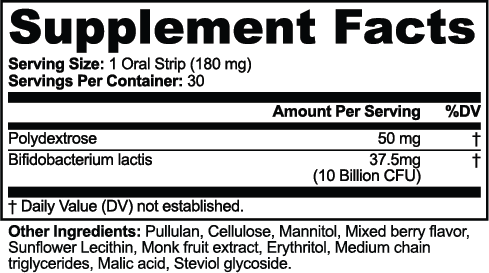 Probiotic + Metabolism Strips nutritional facts