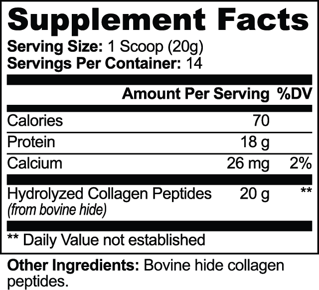 Grass-Fed Hydrolyzed Collagen Peptides nutritional facts