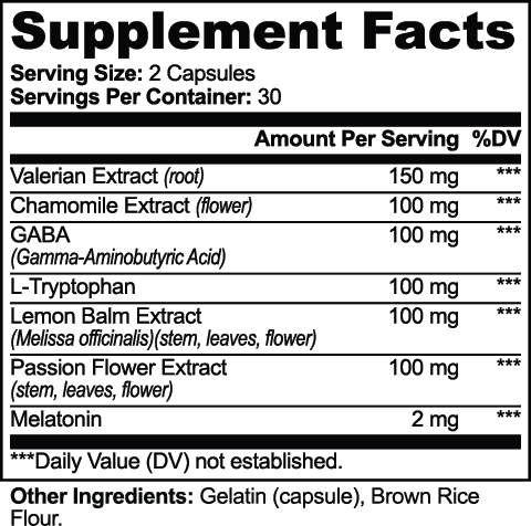 Sleep Formula nutritional facts