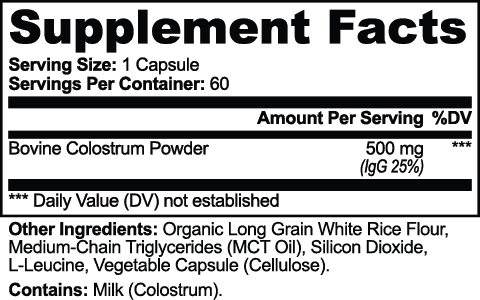 Colostrum Capsules nutritional facts