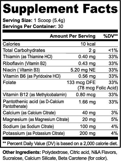 Hydration Powder (Passion Fruit) nutritional facts