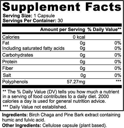 Natural Gut Wellness Capsules nutritional facts