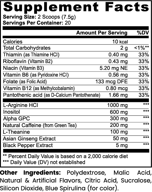 Focus Powder (Sour Gummi Worm) nutritional facts