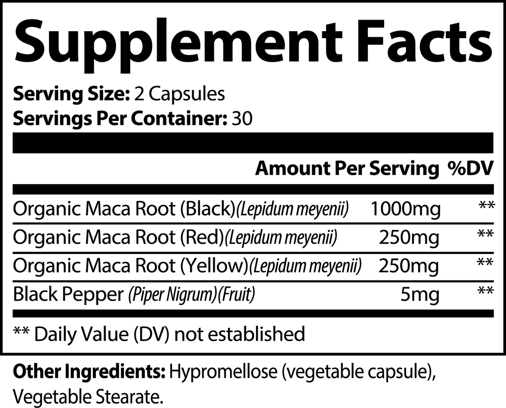 Maca Plus nutritional facts