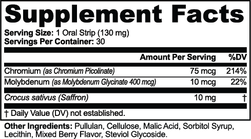 Appetite Balance & Weight Support Strips nutritional facts