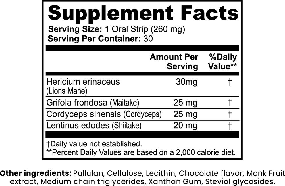 Mushroom Focus Strips nutritional facts