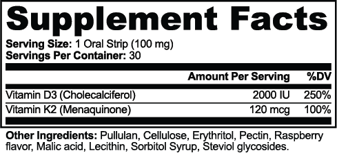 Bone Support Strips nutritional facts