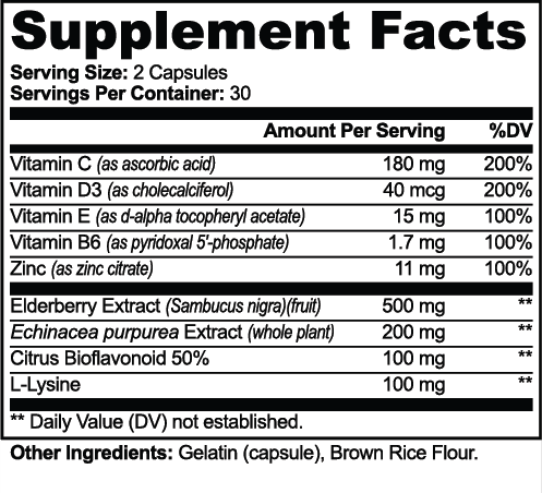 Immune Support Complex nutritional facts