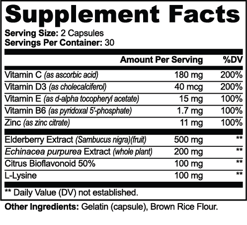 Immune Support Complex nutritional facts