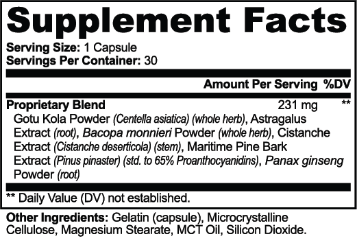 Gotu Kola & Bacopa Clarity Complex nutritional facts
