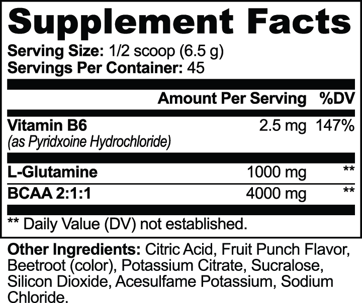 BCAA Shock Powder (Fruit Punch) nutritional facts