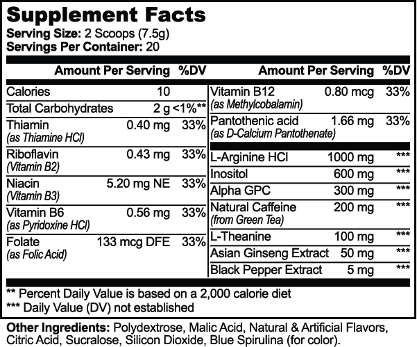 Focus Powder (Sour Gummi Worm) nutritional facts