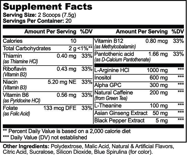 Focus Powder (Sour Gummi Worm) nutritional facts