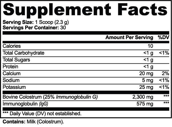 Colostrum Powder nutritional facts