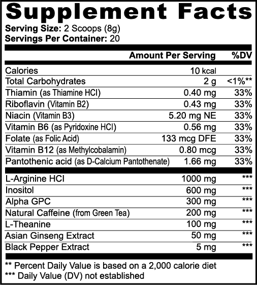 Focus Powder (Sour Candy) nutritional facts