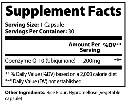 CoQ10 Ubiquinone nutritional facts