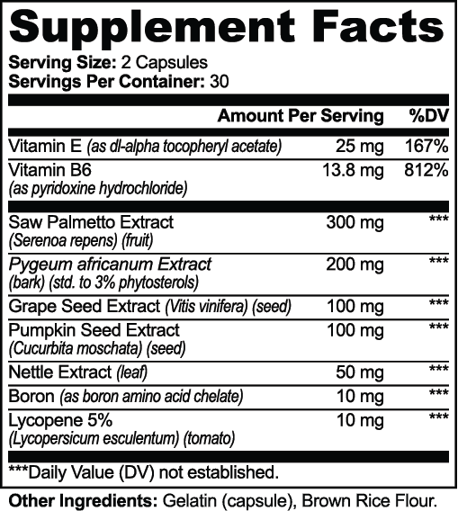 Prostate Support nutritional facts